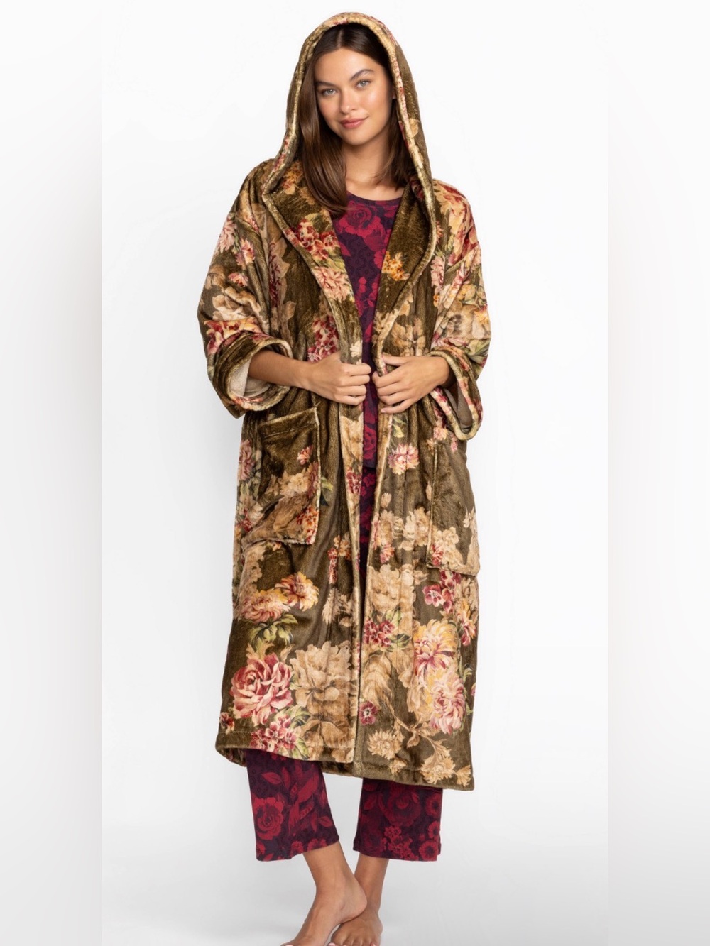 Johnny Was plush cozy floral robe size L/XL